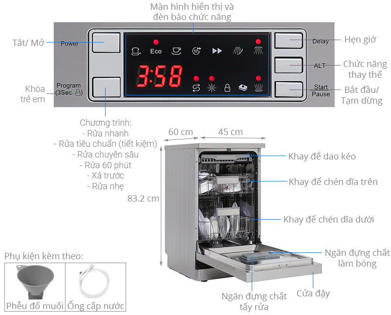 Máy rửa bát 11 bộ độc lập Galanz W45A3A401S-0E1(SS)
