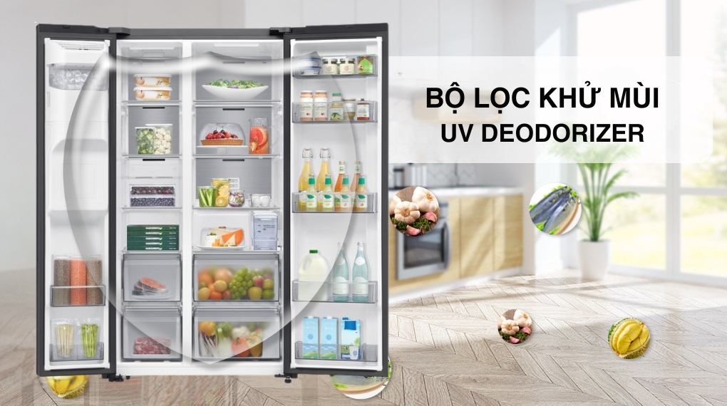 Tủ lạnh Samsung Inverter 615 lít Side By Side AI Home RS90F65D2FSV